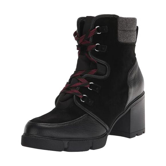 NATURALIZER Womens Black Myla Round Toe Block Heel Leather Heeled Boots 9.5 M